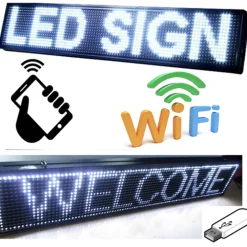 INSEGNA LUMINOSA A LED SCRITTA PERSONALIZZATA SCORREVOLE LUCE BIANCA 100 X 20 CM