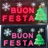 INSEGNA LUMINOSA PER BAR RISTORANTE PIZZERIA A LED SCRITTA BUONE FESTE NATALE