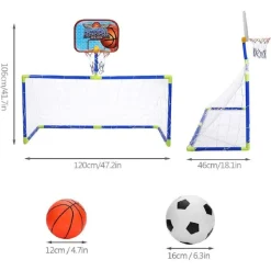 INSIEME SPORT DI PALLACANESTRO CALCIO PIEGHEVOLE PORTATILE BAMBINI POMPA REGALO