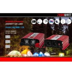 INVERTER DI POTENZA 2000 WATT PER AUTO CAMPER DA 12V A 230V MAXTECH HB2000-12V