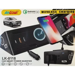 INVERTER PER AUTO SMART POWER CARICABATTERIE WIRELESS RICARICA CELLULARE LK-8118