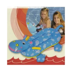 IPPOPOTAMO GONFIABILE E CAVALCABILE 2 MANICI 104 X 70 CM PER BAMBINI BLU