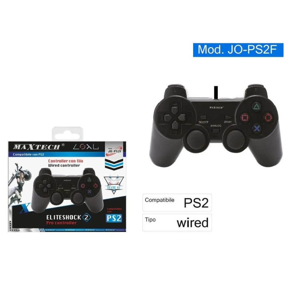 JOYSTICK CON FILO PS2 JOYPAD CONTROLLER COMPATIBILE PLAYSTATION 2 MAXTECH JO-PS2F