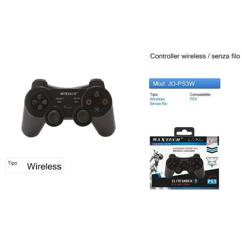JOYSTICK WIRELESS COMPATIBILE CON PLAY-STATION 3 PS3 VIBRAZIONE MAXTECH JO-PS002