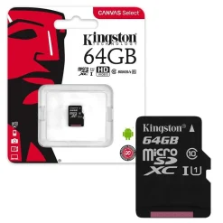 KINGSTON MICRO SD 64 GB CLASSE 10 MICROSD 80 MB/S CANVAS SCHEDA MEMORIA 64GB