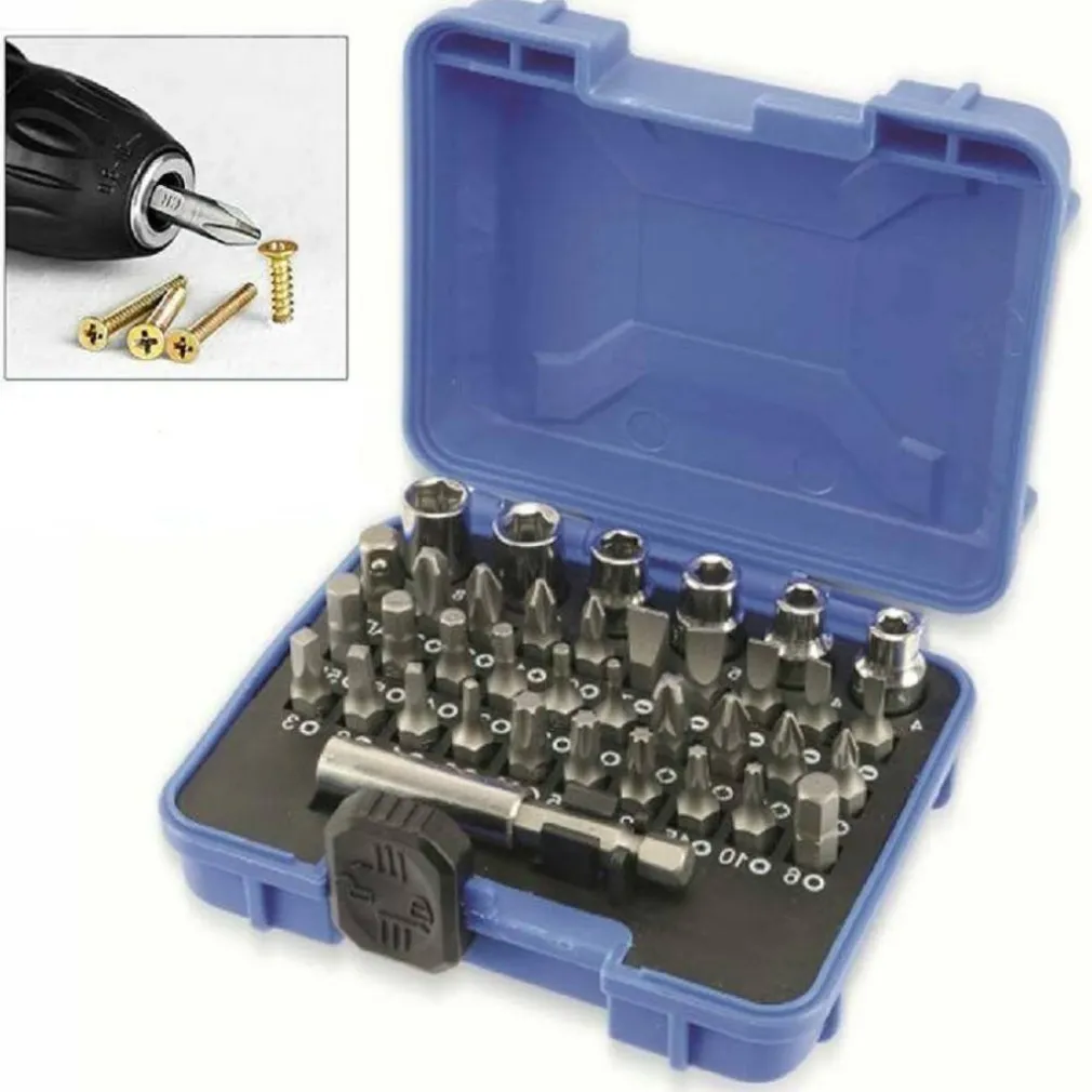 KIT 36 INSERTI PER TRAPANO AVVITATORE + ADATTATORE PUNTE TAGLIO TORX ESAGONALI