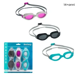 KIT 3 PAIA DI OCCHIALINI PISCINA DA NUOTO IX-1400 COLORATI PER ADULTI 14+ ANNI 21095