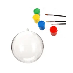 KIT 8 PALLINE TRASPARENTI 6CM CON TEMPERE E PENNELLI DECORAZIONI NATALIZIE