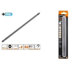 KIT 2 PEZZI DI BITS 200 MM A DOPPIA TESTA S2 PUNTE A CROCE MAGNETICA PH2 57243
