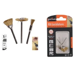 KIT 3 PEZZI SPAZZOLE METALLO PER LUCIDATURA DM 3.1MM COLOR ORO PULITRICE 92134