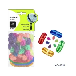 KIT 18 PZ CLIPS FLUO + 4 PZ RIFLETTORI ACCESSORI PER RUOTE BICI COLORATE XC-1618