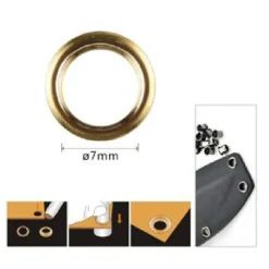 KIT 120 PZ OCCHIELLO OCCHIELLI METALLICI FORO Ø7MM IN METALLO DORATO PELLE 90924