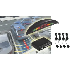 KIT 4 SENSORI DI PARCHEGGIO CON MINI DISPLAY LED WIRELESS SUONO FRESA NERI