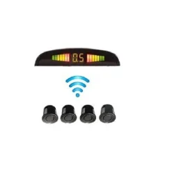 KIT 4 SENSORI DI PARCHEGGIO CON MINI DISPLAY LED WIRELESS SUONO FRESA NERI