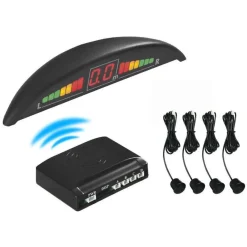 KIT 4 SENSORI DI PARCHEGGIO CON MINI DISPLAY LED WIRELESS SUONO FRESA NERI