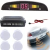 KIT 4 SENSORI DI PARCHEGGIO AUTO SUV DISPLAY LED CICALINO SUONO BIANCHI