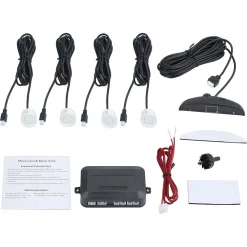 KIT 4 SENSORI PARCHEGGIO PER AUTO RETROMARCIA POSTERIORI BIANCHI CON LED DISPLAY