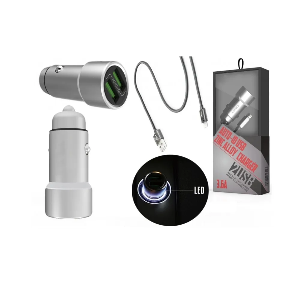 KIT ALIMENTATORE 2 PORTE USB ADATTATORE AUTO 3.6A CAVO 12V 220V SAMSUNG ANDROID