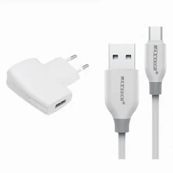 KIT CARICABATTERIA ADATTATORE DI RICARICA CON CAVO MICRO USB 1MT MAXTECH CA-S036