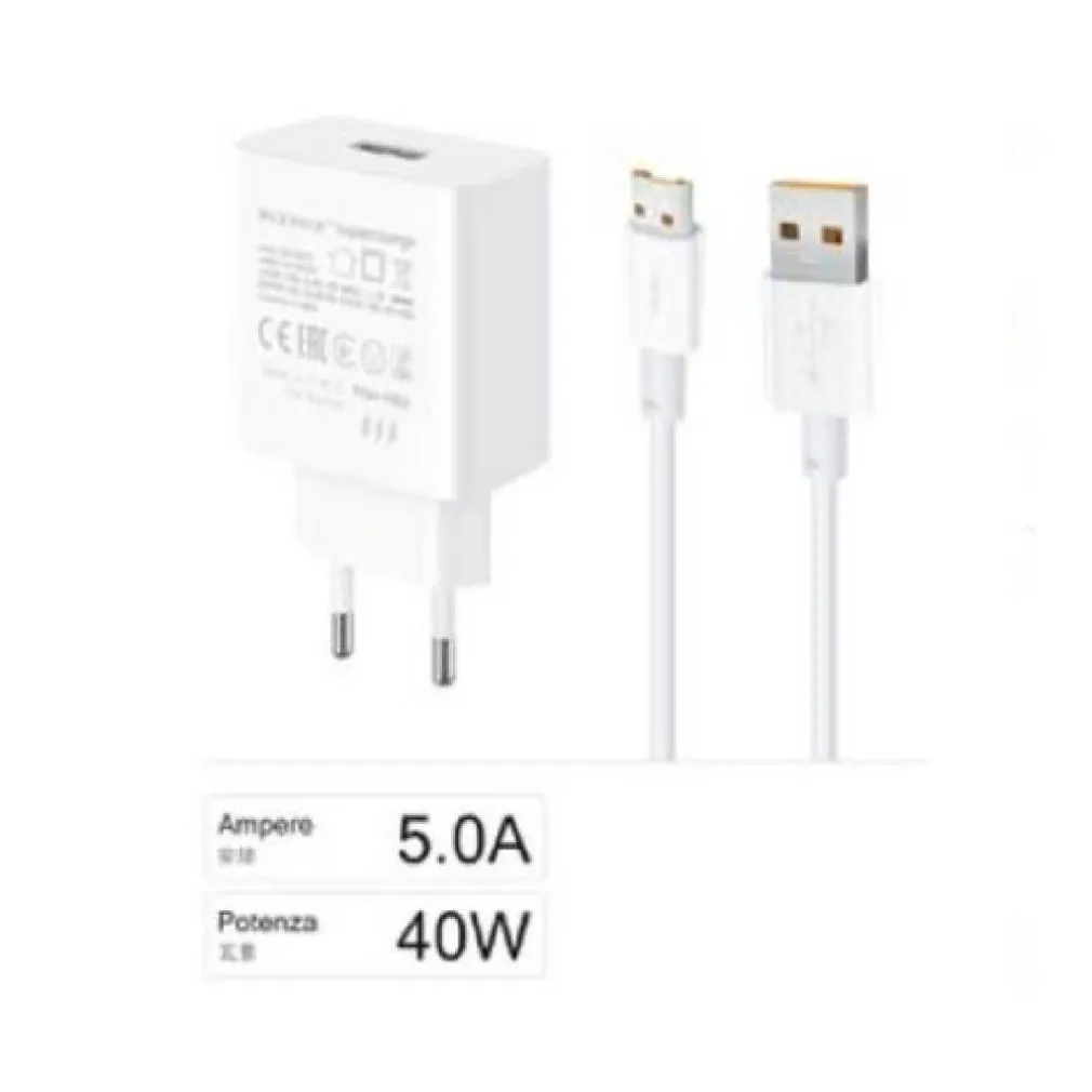 KIT CARICABATTERIA CARICATORE USB RICARICA RAPIDA 40W CAVO MICRO USB 5A CA-S044