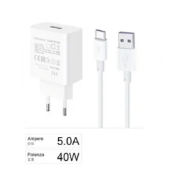KIT CARICABATTERIA USB CARICATORE CAVO TYPE-C 40W SUPERCHARGE SMARTPHONE CA-S045