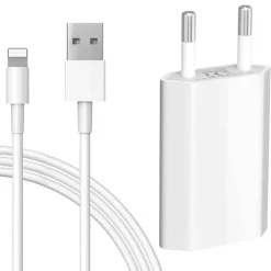 KIT CARICABATTERIE CARICATORE CAVO USB LIGHTNING IPHONE 1A 5W 1MT CA-S041 RICARICA