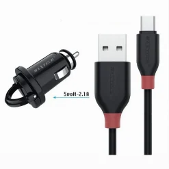 KIT CARICABATTERIE CARICATORE DA AUTO + CAVO MICRO USB 1MT 10WATT MAXTECH MA-S03