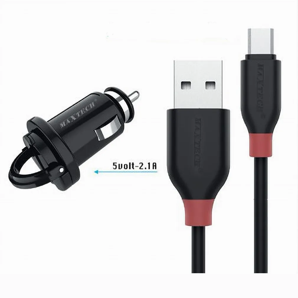 KIT CARICABATTERIE CARICATORE DA AUTO + CAVO MICRO USB 1MT 10WATT MAXTECH MA-S03
