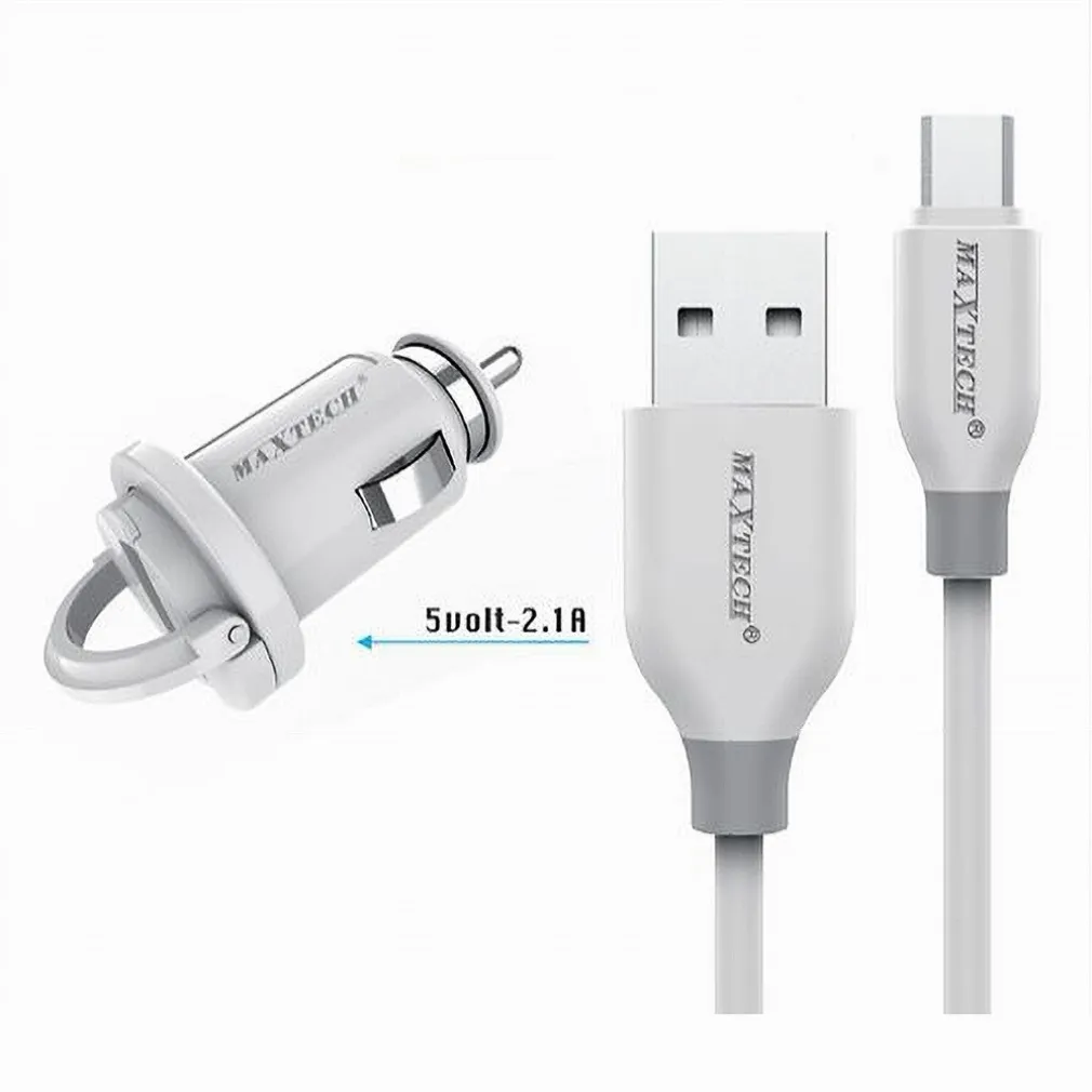 KIT CARICABATTERIE CARICATORE DA AUTO + CAVO MICRO USB 1MT 10WATT MAXTECH MA-S03