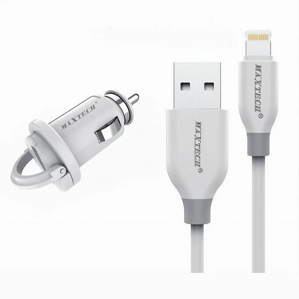 KIT CARICABATTERIE LIGHTNING 1MT RICARICA AUTO CAVO DATI 10 WATT MAXTECH MA-IP03