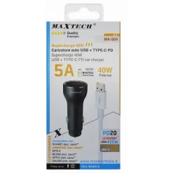 KIT CARICATORE AUTO USB RICARICA RAPIDA 40 W 5A CAVO DATI MICRO USB 1 MT MA-S04