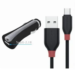 KIT CARICATORE CARICA BATTERIE AUTO CON CAVO MICRO USB 1MT 10WATT MA-S02 MAXTECH