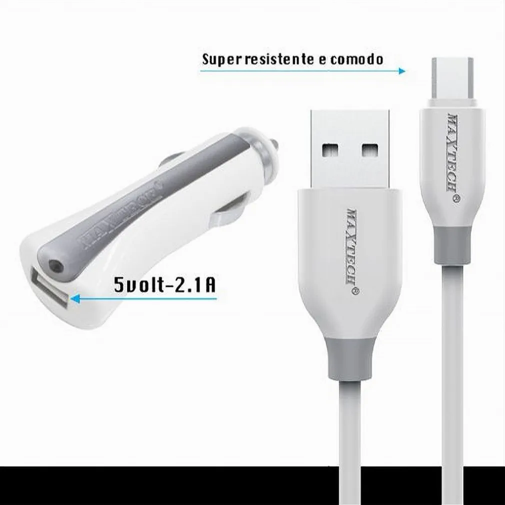 KIT CARICATORE CARICA BATTERIE AUTO CON CAVO MICRO USB 1MT 10WATT MA-S02 MAXTECH