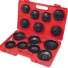 KIT CHIAVE A TAZZA PER FILTRO OLIO 15 PZ AUTO UNIVERSALE CRHOME VANADIUM