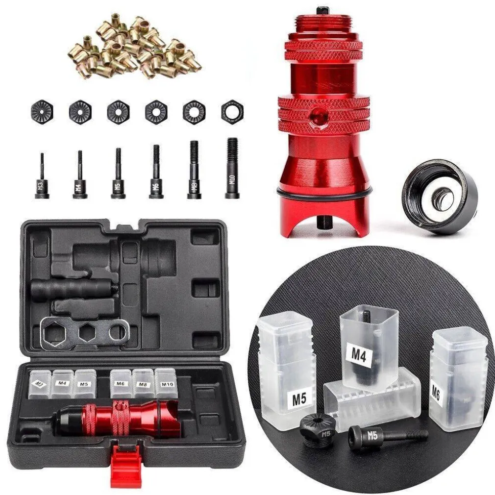 KIT CONVERSIONE DA TRAPANO A RIVETTATRICE INSERTI RIVETTI FILETTATI M3-M10 07445