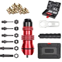 KIT CONVERSIONE DA TRAPANO A RIVETTATRICE INSERTI RIVETTI FILETTATI M3-M10 07445