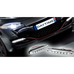 KIT COPPIA LUCI AUTO 8 LED FANALE DAYTIME DIURNE ALTA LUMINOSITA' LUCE BIANCA