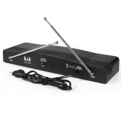 KIT COPPIA MICROFONI PROFESSIONALI WIRELESS CON CENTRALINA VHF BICANALI AT-306