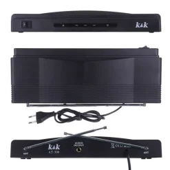 KIT COPPIA MICROFONI PROFESSIONALI WIRELESS CON CENTRALINA VHF BICANALI AT-306