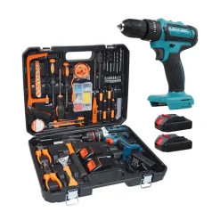 KIT DA 100 PEZZI COMPLETO DI ATTREZZI CON TRAPANO AVVITATORE A BATTERIA VALIGIETTA