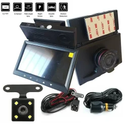 KIT DVR AUTO 2 TELECAMERE VIDEOREGISTRATORE FULL HD 1080P MONITOR 4,3" DISPLAY LC