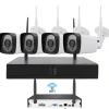 KIT DVR WIRELESS WIFI 4 CANALI SISTEMA REGISTRAZIONE CCTV HD 4 TELECAMERA Q-S4I