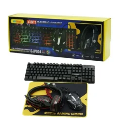 KIT GAMING TASTIERA PC MOUSE CUFFIE MOUSEPAD 4 IN 1 RETROILLUMINATO RGB Q-JP004