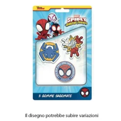 KIT GOMME PER CANCELLARE 3PZ SAGOMATE TEMA SPIDEY CANCELLERIA PER BAMBINI SCUOLA 961143