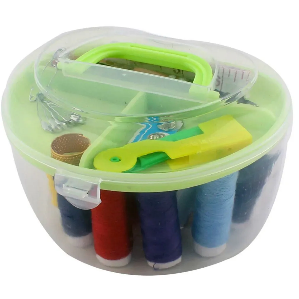 KIT IN PLASTICA A FORMA DI CUORE PER CUCIRE DA VIAGGIO NECESSARY KIT CUCITO