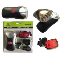 KIT LUCI LED PER BICI FARO BICICLETTA STOP LUCE POSTERIORE E LED ANTERIORE NERO