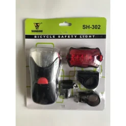 KIT LUCI LED PER BICI FARO BICICLETTA STOP LUCE POSTERIORE E LED ANTERIORE NERO