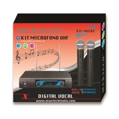 KIT MICROFONI WIRELESS RICEVITORE UHF RADIOMICROFONI 2 CANALI KARAOKE MAXTECH KIT-MIC02