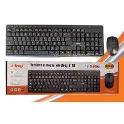 KIT MOUSE TASTIERA WIRELESS 2.4GHZ WIFI USB MK8260 SENZA FILI DESIGN MULTIMEDIALE