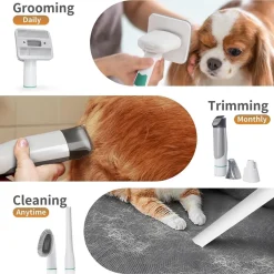 KIT PER TOELETTATURA CANI GATTI CON SPAZZOLA TOSATRICE ACCESSORI PULIZIA ASPIRATRICE PELO